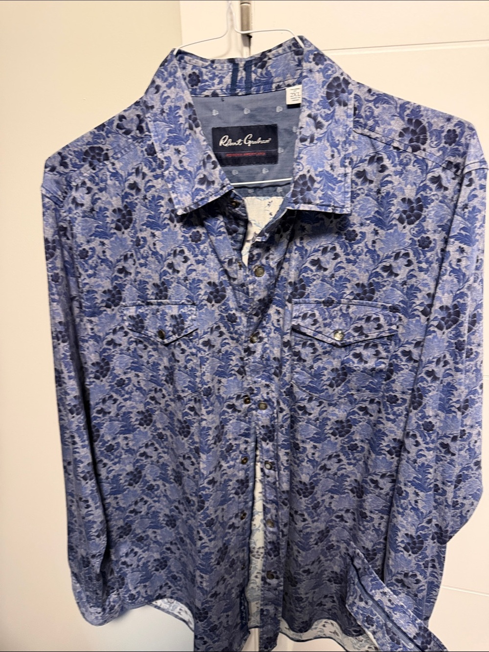 Robert Graham Blue Floral Lightweight Shirt Jacket (Tailored Fit)